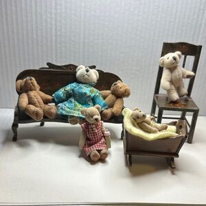 Russ Miniature Teddy Bear Family Set With Further